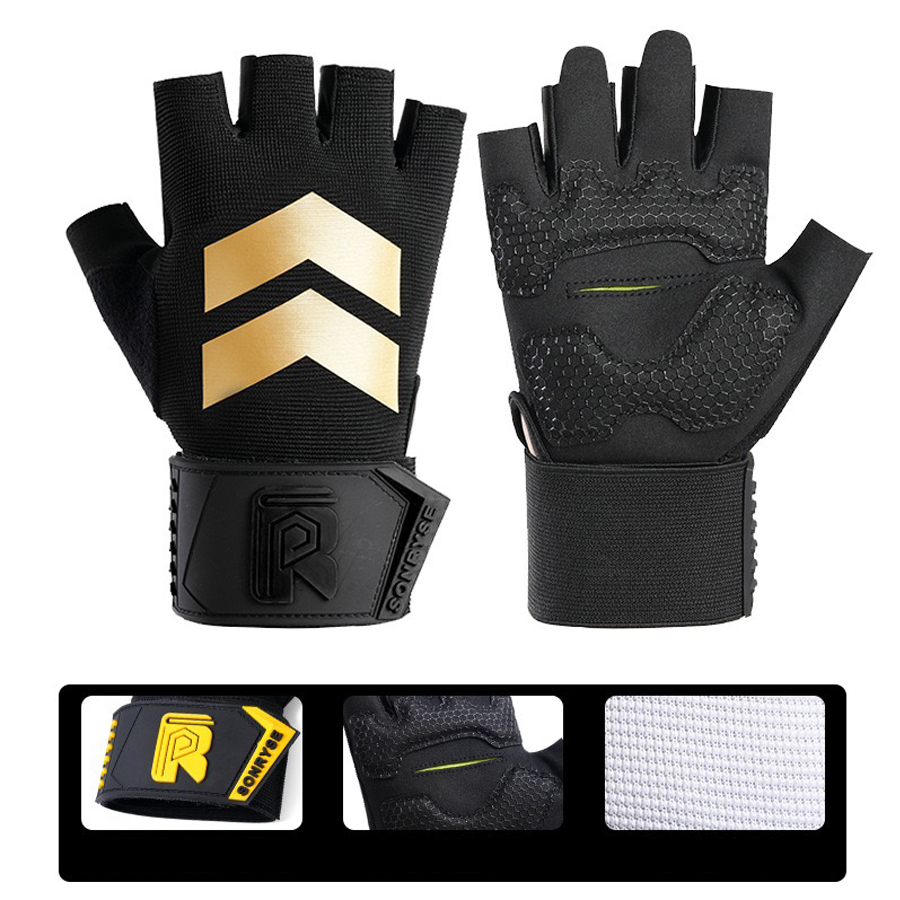 Half finger fitness gloves wit - Weightlifting Gloves ulasan dan harga